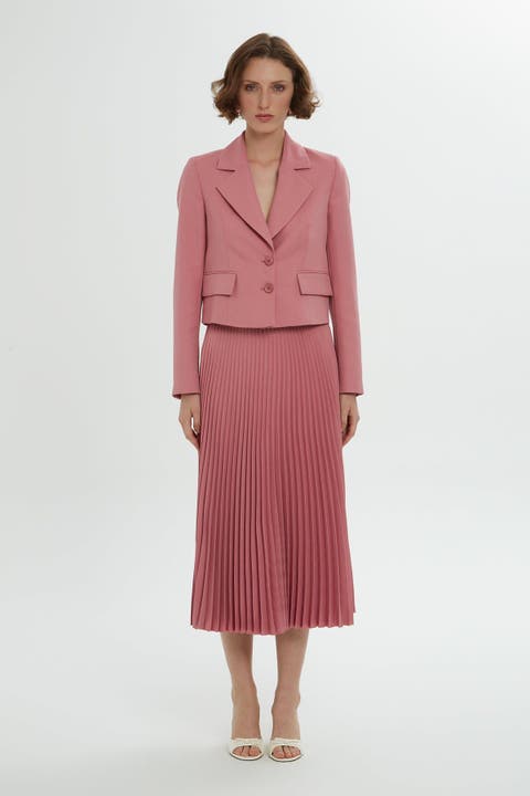 Pink Set with Pleated Skirt