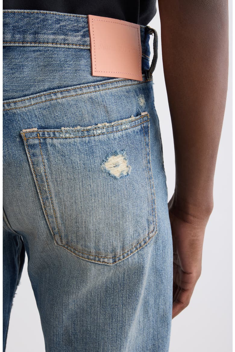 1996M Distressed Patched Straight Leg Jeans, Alternate, color, MID BLUE