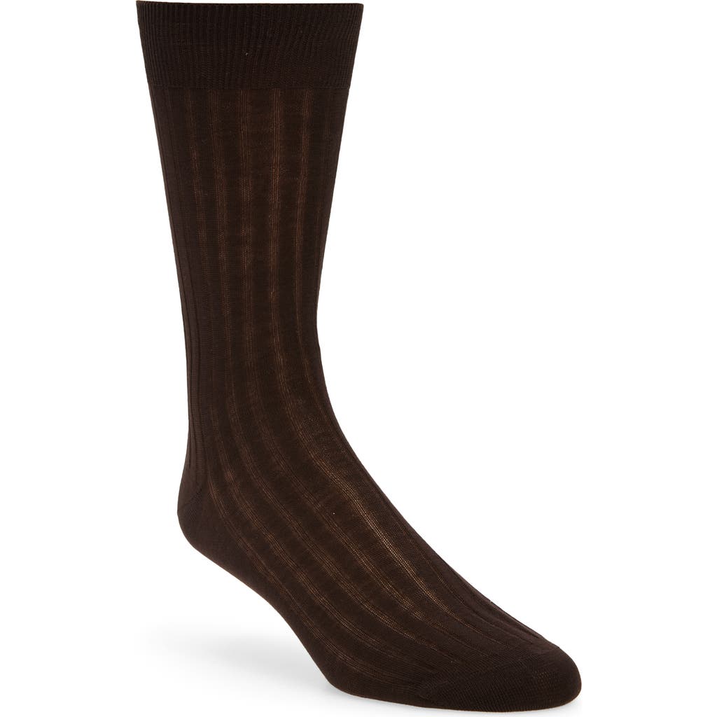 Canali Cotton Rib Dress Socks in Dark Brown  product