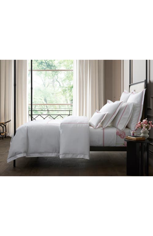 Matouk Amara Triple Pearl Embroidered 300 Thread Count Flat Sheet In White