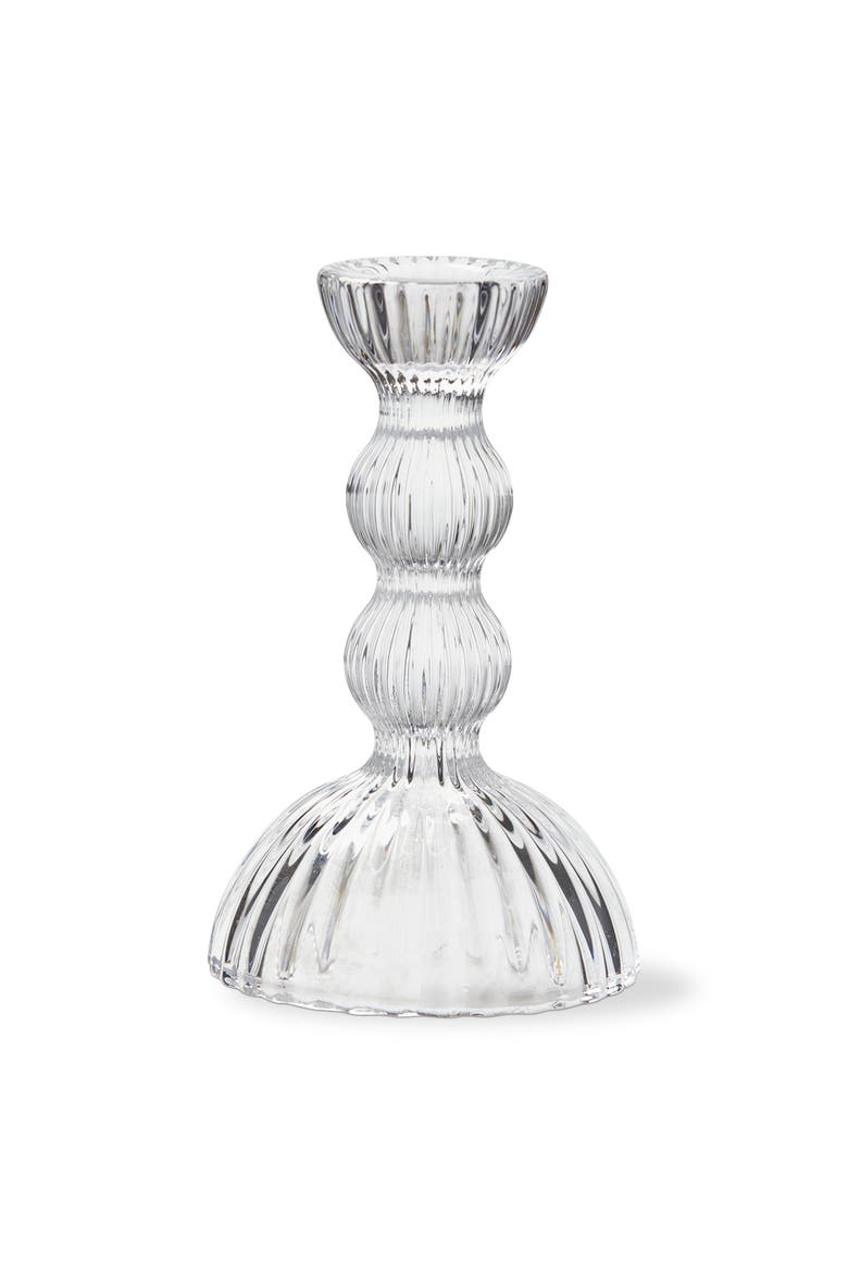 Ella Clear Soda Lime Glass Taper Candle Holder 3.62x3.62x5.91 in, Main, color, Clear