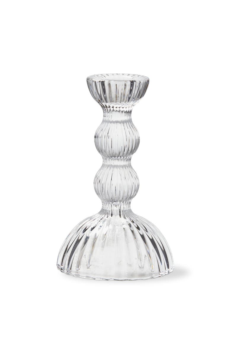 tag Ella Clear Soda Lime Glass Taper Candle Holder 3.62x3.62x5.91 in, Main, color, Clear