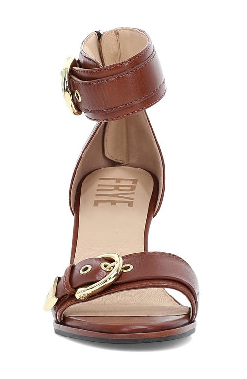Frye Rachel Leather Buckle-cuff Wedge Sandals In Cinnamon