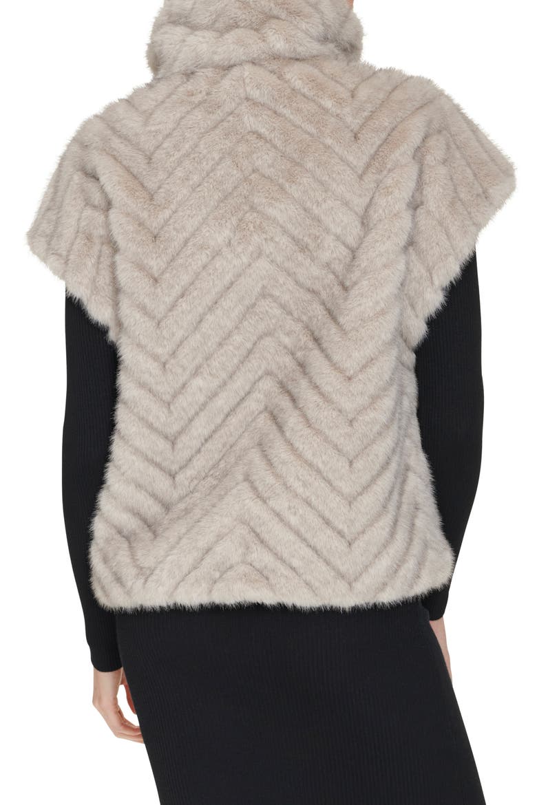 Chevron Faux Fur Vest, Alternate, color, GREY