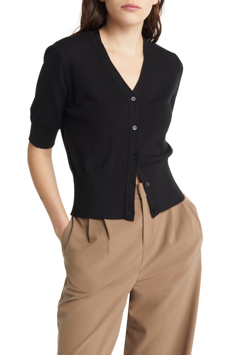 COS Slim Fit Short Sleeve Wool Cardigan, Main, color,