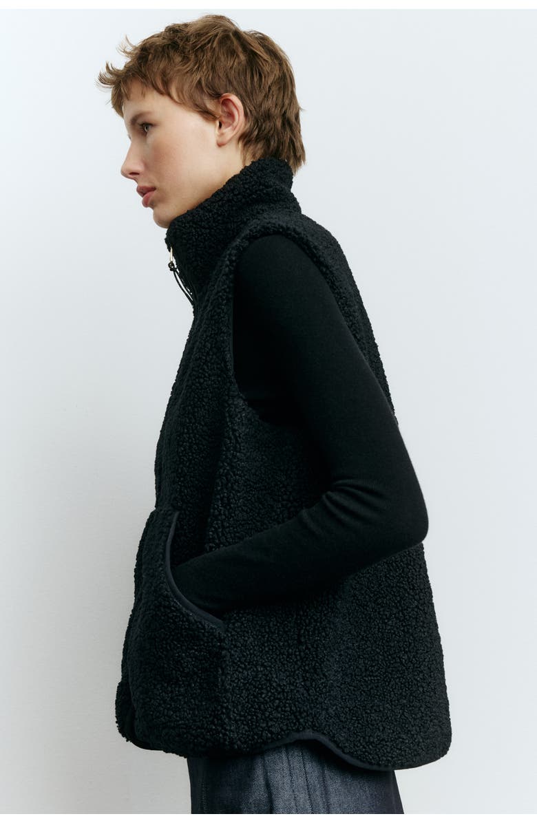 H&M Teddy Gilet, Alternate, color, Black