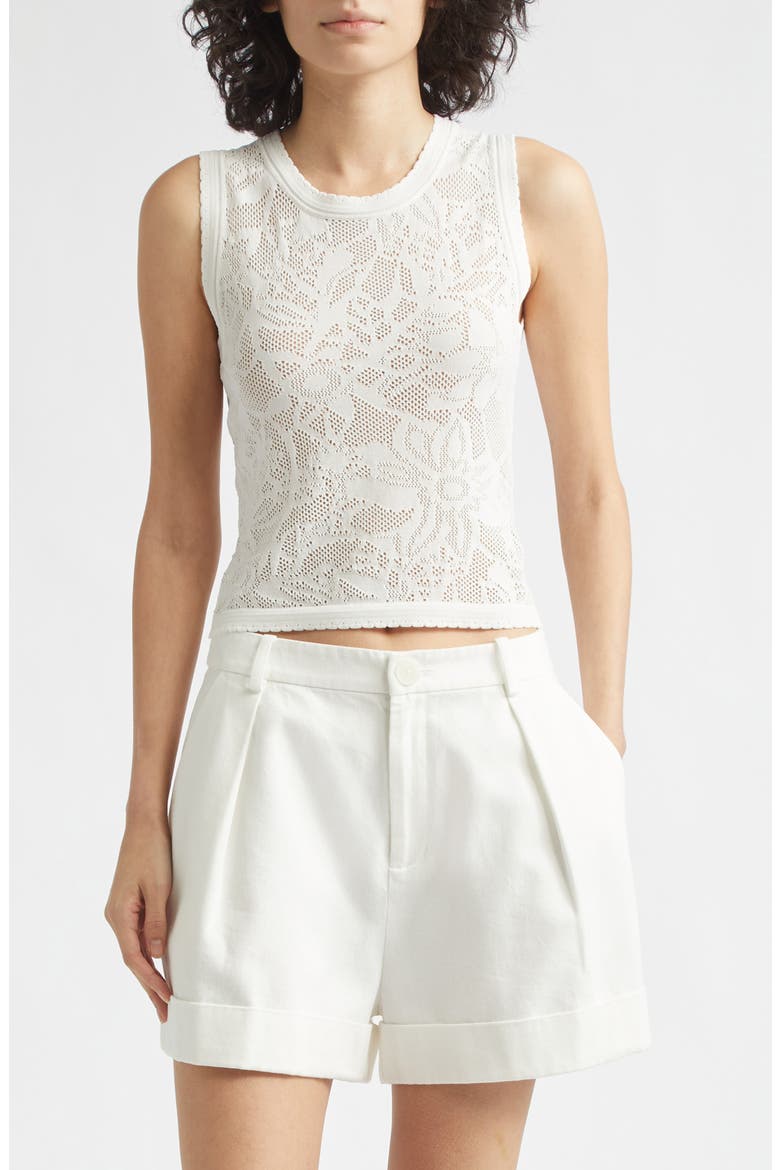 Lettie Pointelle Knit Tank, Main, color, OPTIC