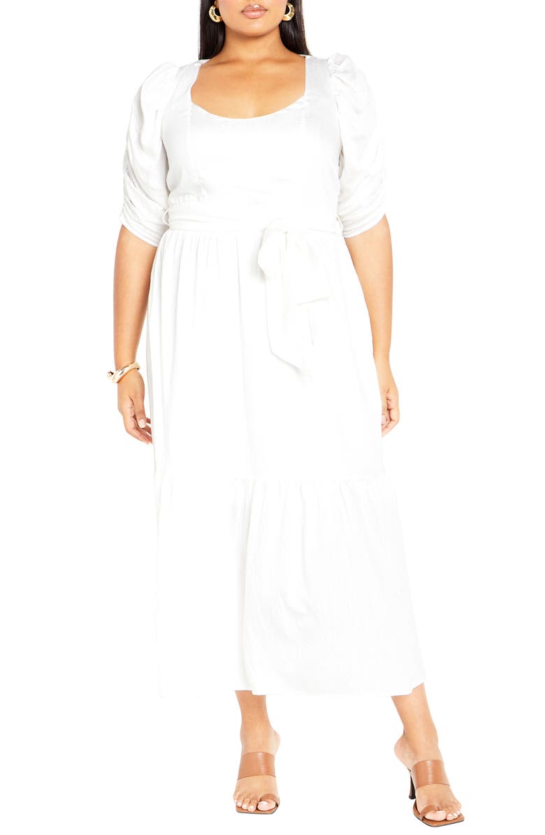 City Chic Poppie Tie Waist Maxi Dress, Main, color, 