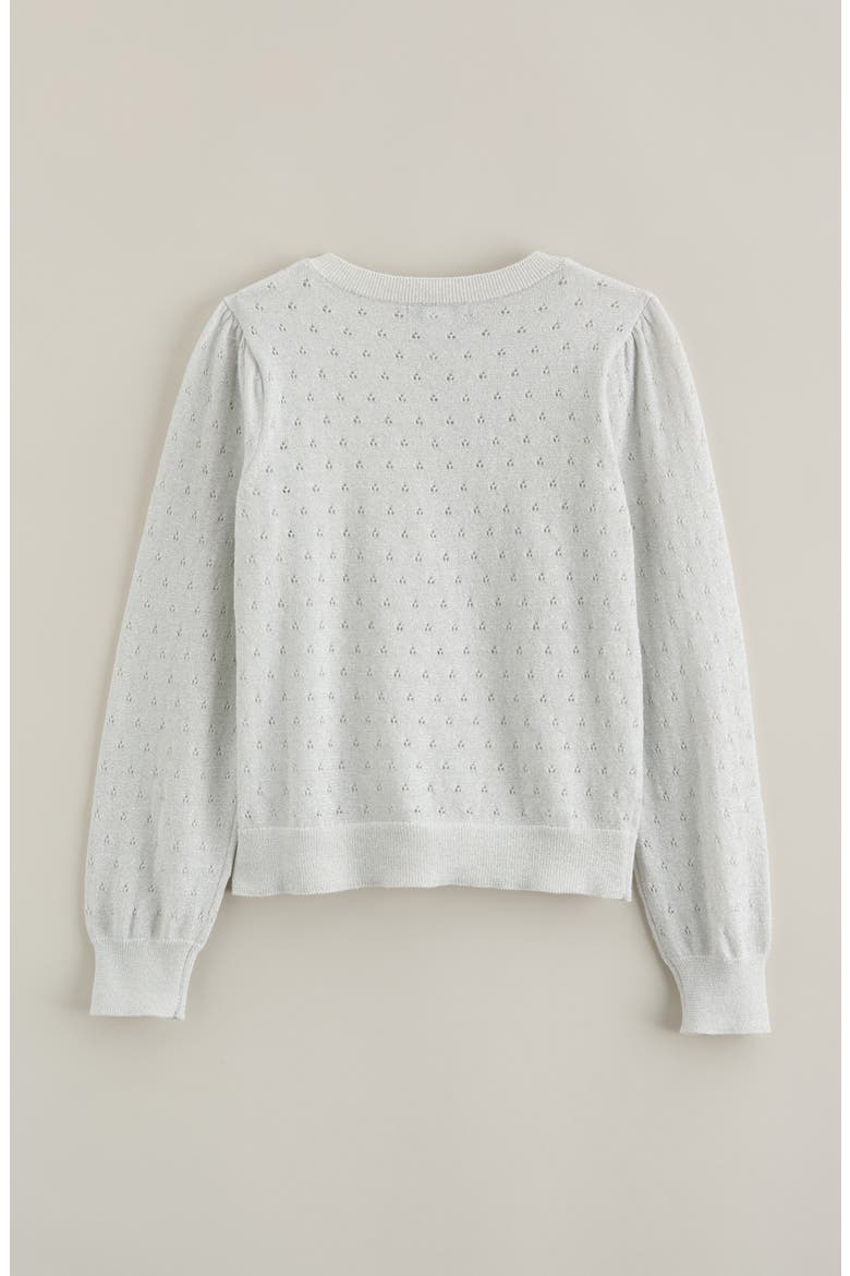 Kids' Pointelle Sparkle Cardigan, Alternate, color, IVORY EGRET