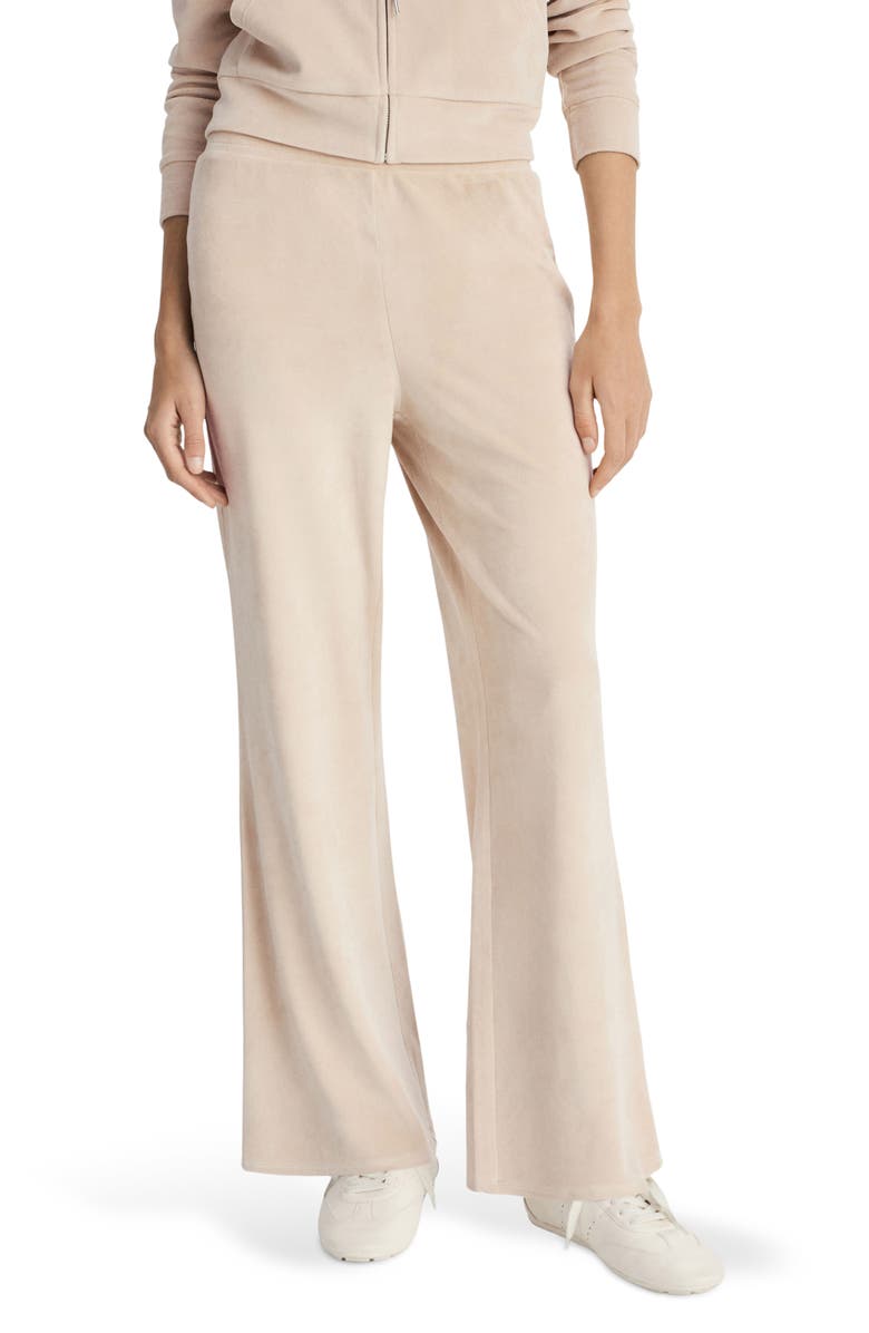 MANGO Stretch Velour Pants, Main, color, Light/ Pastel Grey