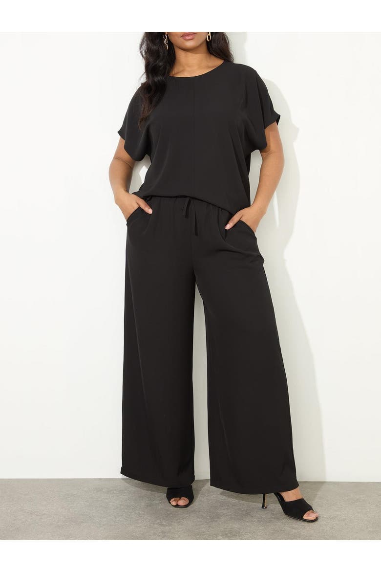 Drawstring Waist Wide Leg Pants, Alternate, color, Black