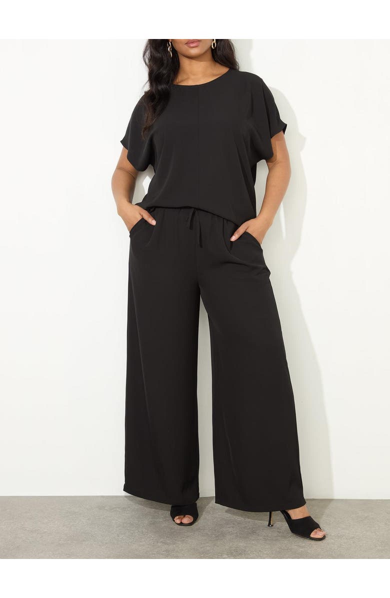 Live Unlimited Drawstring Waist Wide Leg Pants, Alternate, color, Black