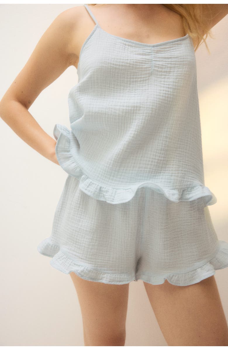 H&M Cotton Muslin Pyjamas, Alternate, color, Light Turquoise