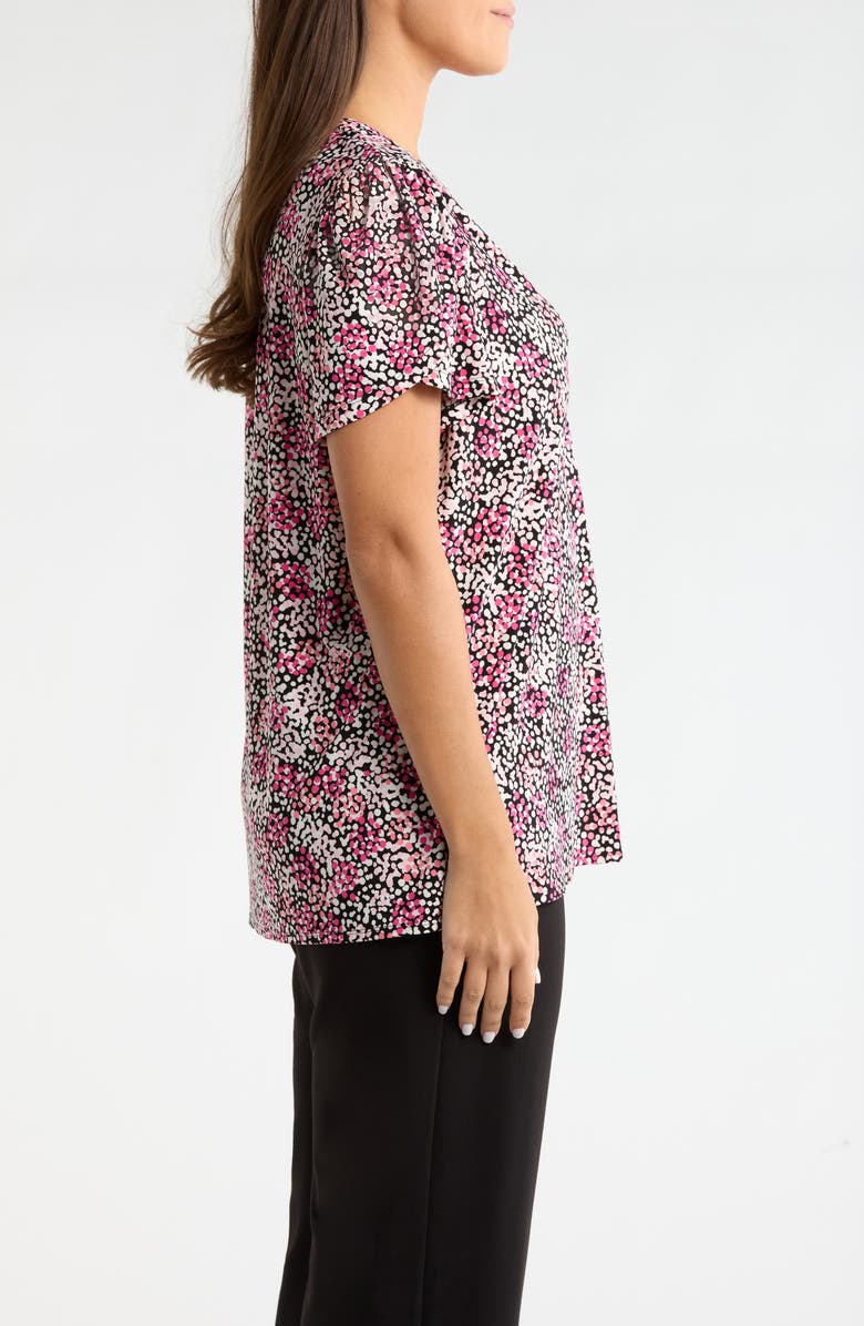 AK ANNE KLEIN Tulip Sleeve Dot Print Jersey Top, Alternate, color, Pink Berry Multi