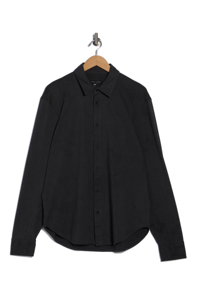 Tomas Washed Button-Up Shirt, Alternate, color, BLACK