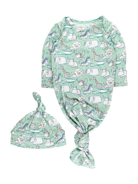 Knotted Sleep Gown & Hat Set