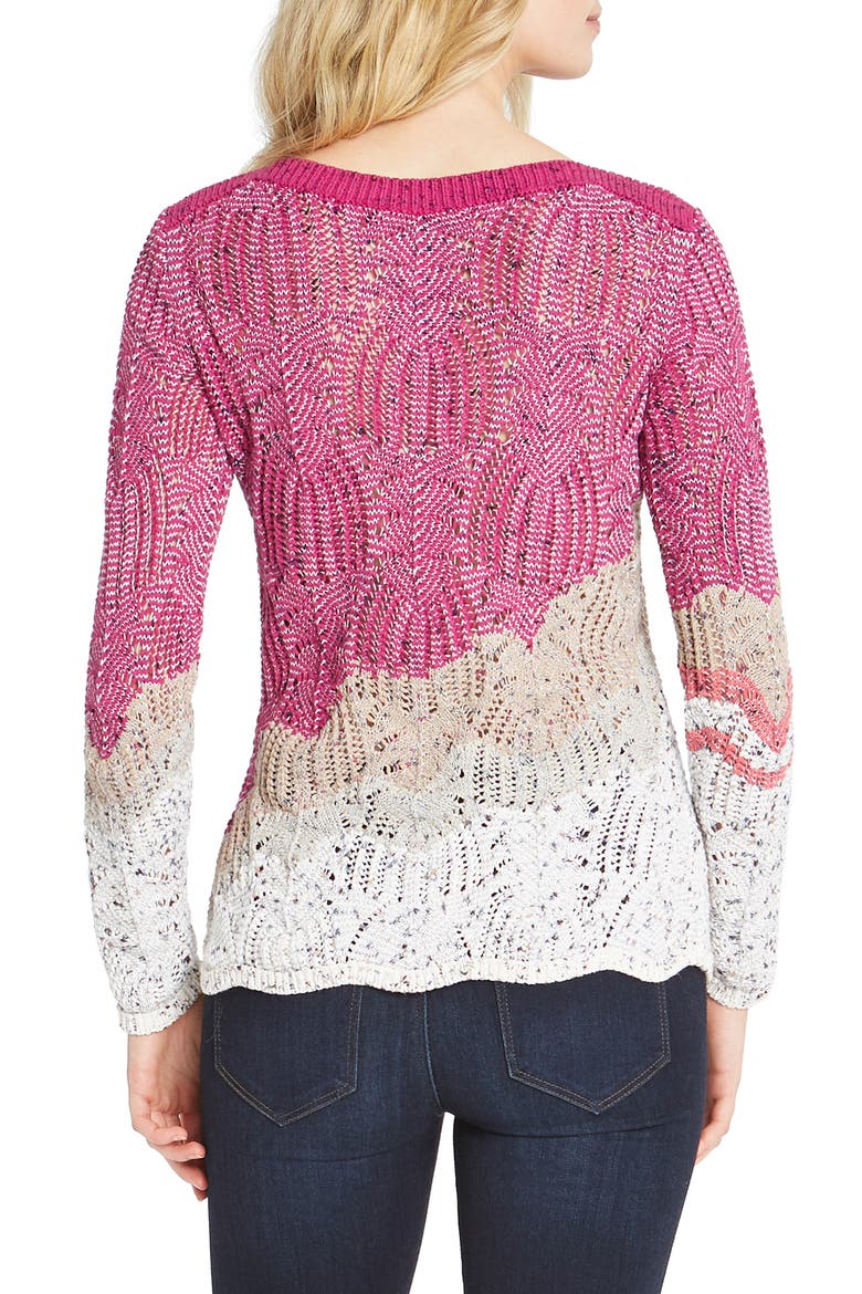 Peak Mixed Stitch Sweater, Alternate, color, PINK MULTI