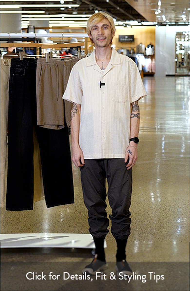 Ohana Short Sleeve Stretch Cotton Plissé Button-Up Shirt, sales video thumbnail