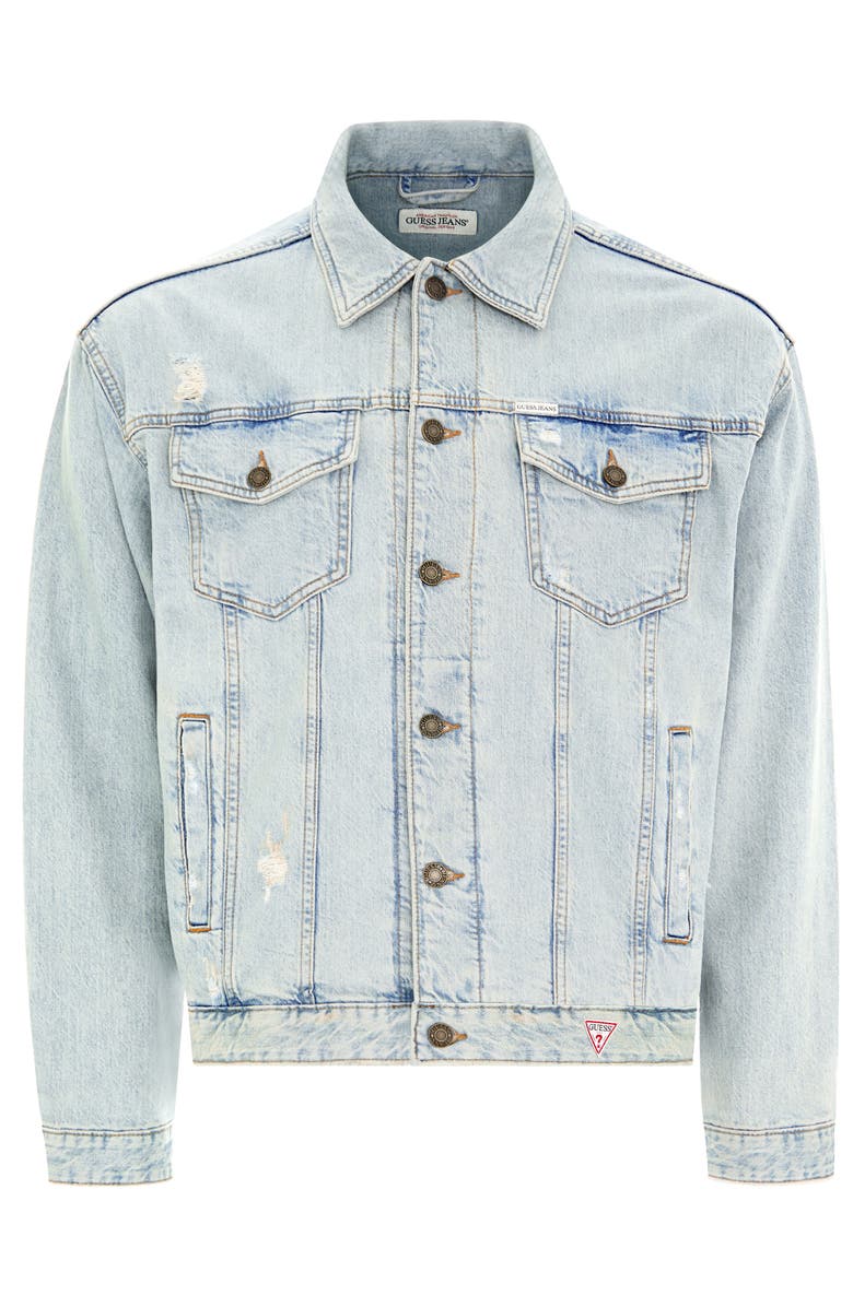 GUESS JEANS Oversize Denim Trucker Jacket, Alternate, color, Blue