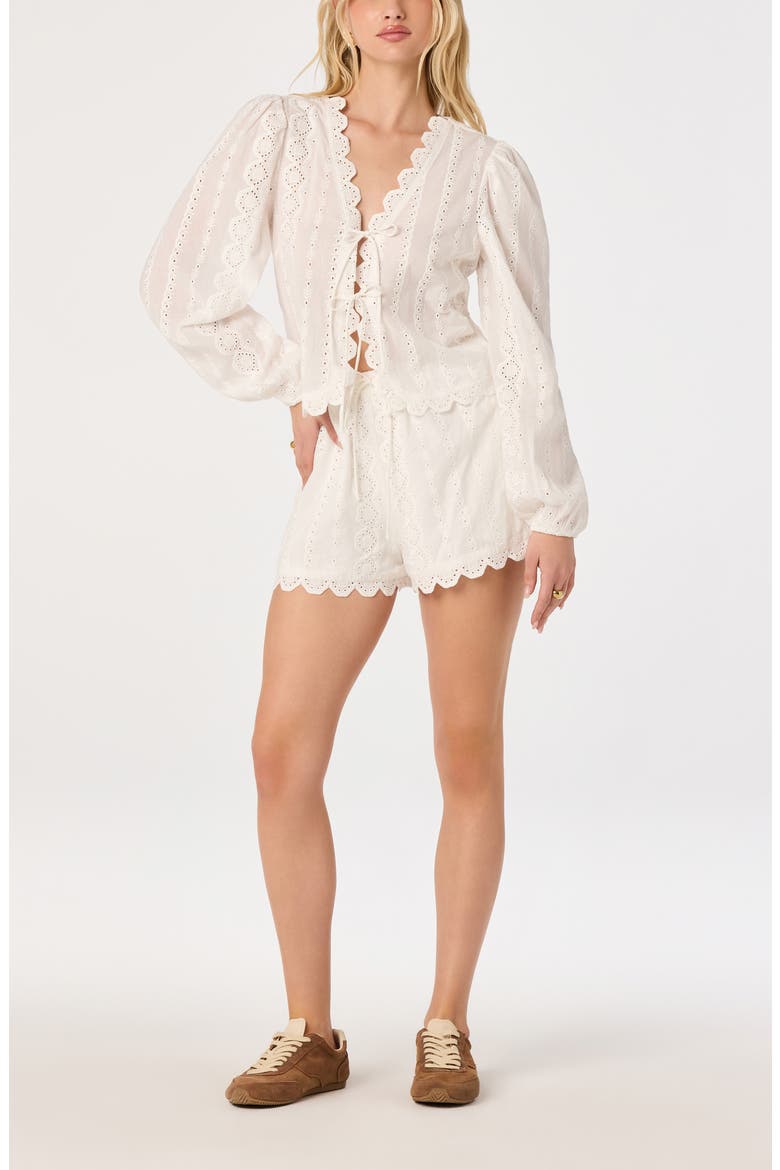 Leah Cotton Eyelet Drawstring Shorts, Alternate, color, WHITE