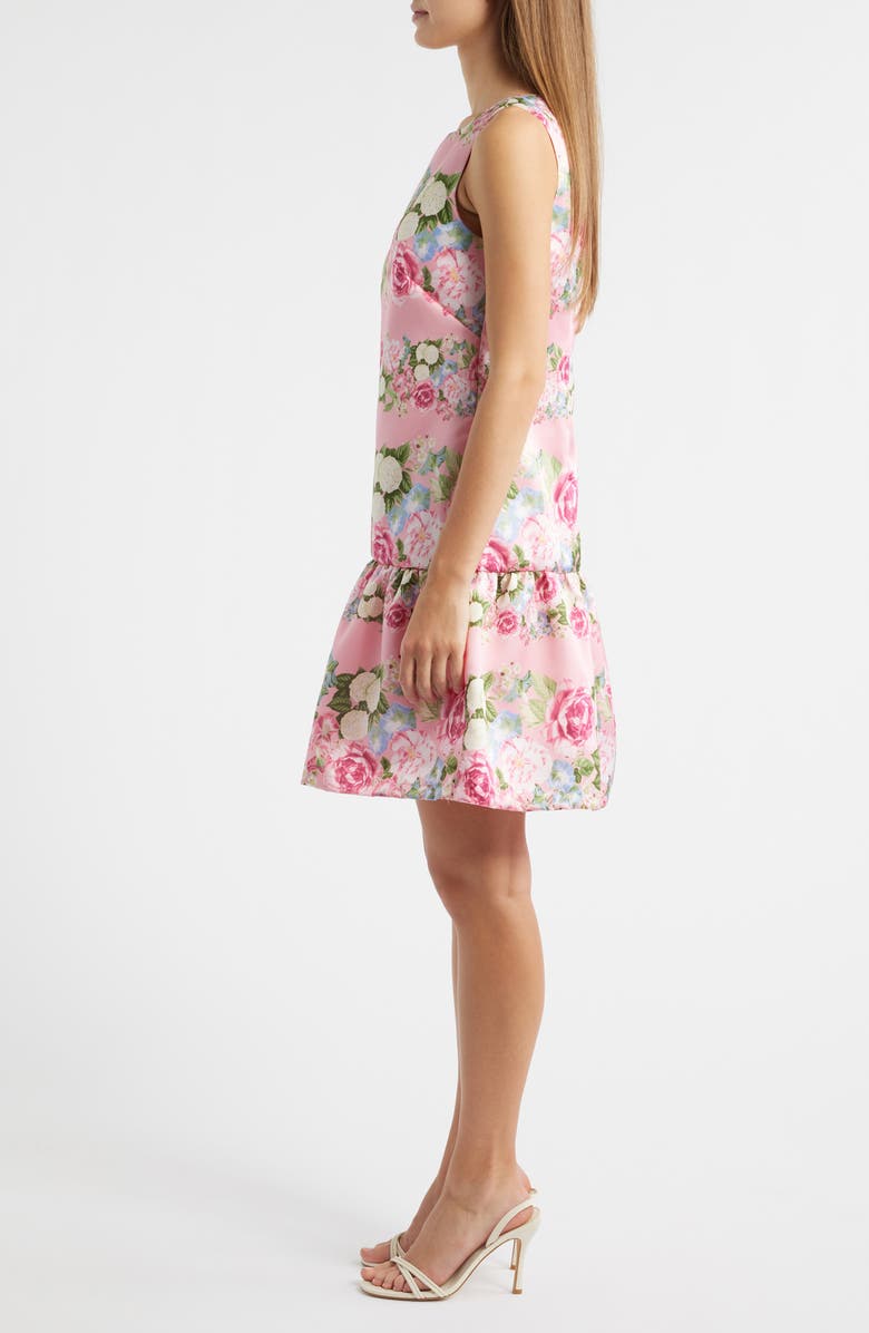 Anne Klein Floral Ruffle Hem Sleeveless Dress, Alternate, color, Carnation Pink Multi