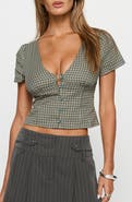 Princess Polly Isolda Check Cotton Button-Up Top