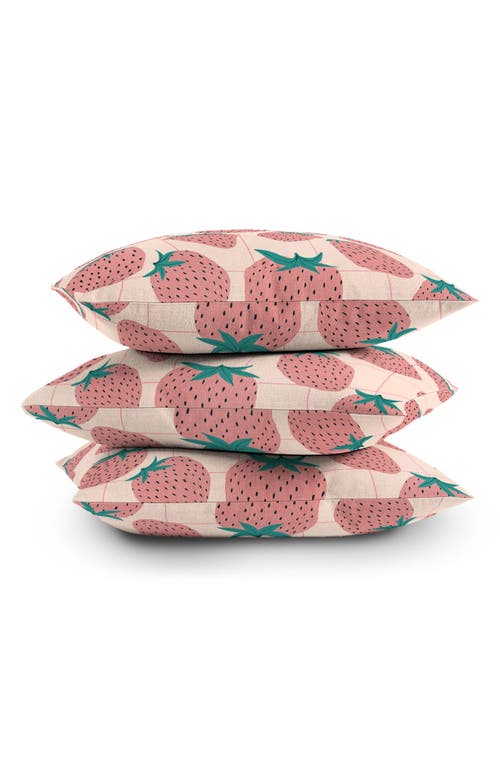 Shop Deny Designs Pink Strawberry Print Throw Pillow