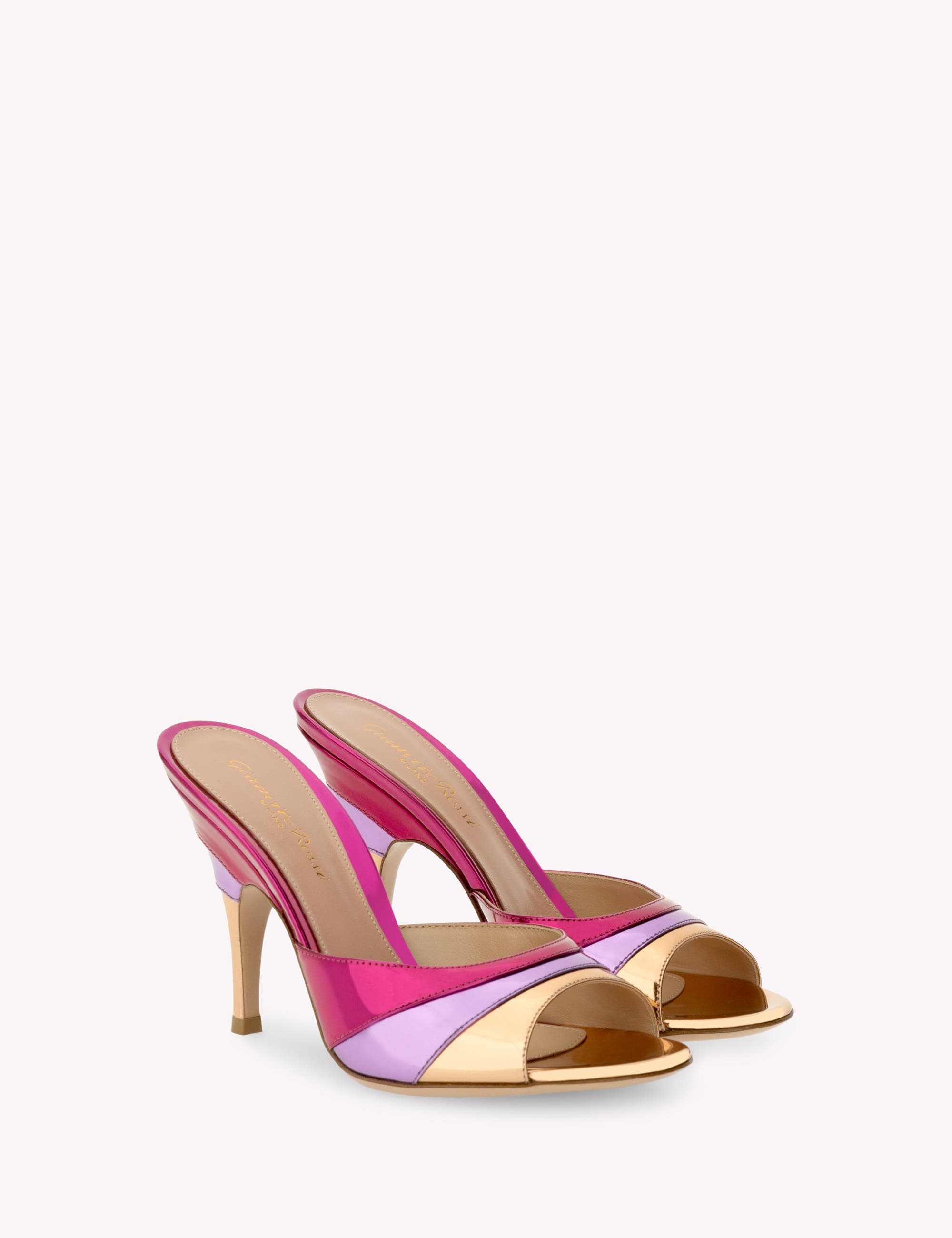 Gianvito Rossi Marea 95 Mules, Alternate, color, Purple And Pink Calf Leather