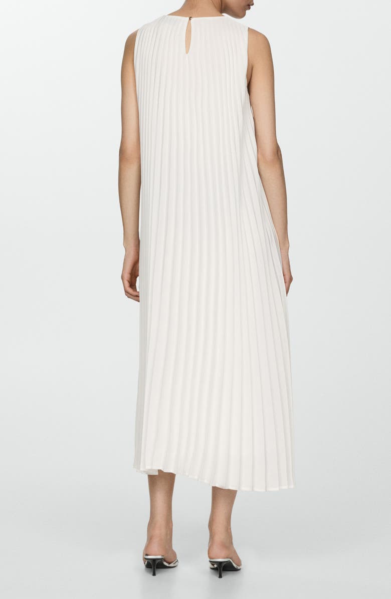 MANGO Pleated Sleeveless Midi Dress, Alternate, color, White