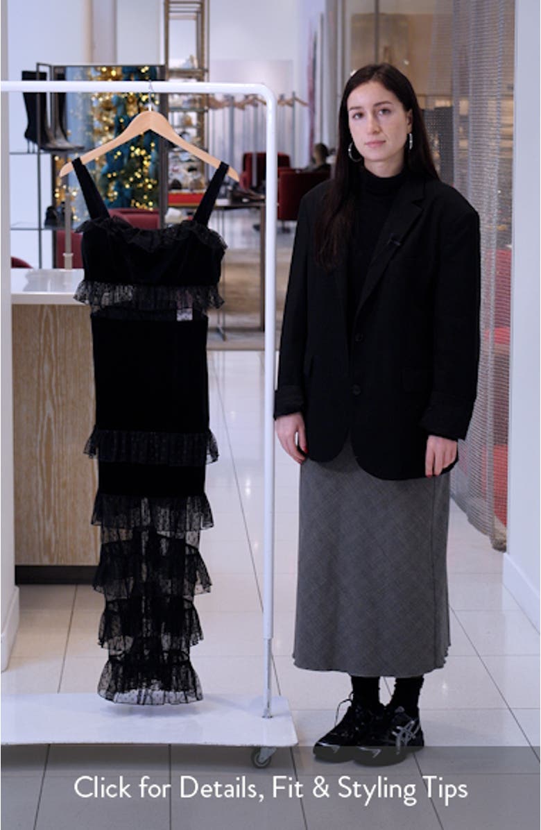 Tiered Ruffle Velvet Maxi Dress, sales video thumbnail