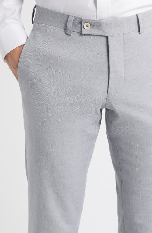 Jack Victor Palmer Slim Fit Grey Flat Front Stretch Cotton & Wool Dress Pants In Light Grey