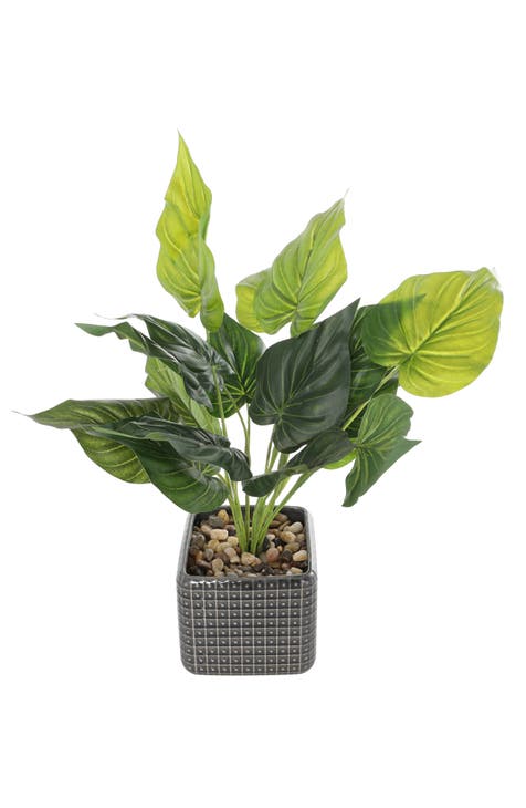 Green Faux Foliage Potted Artificial Plant