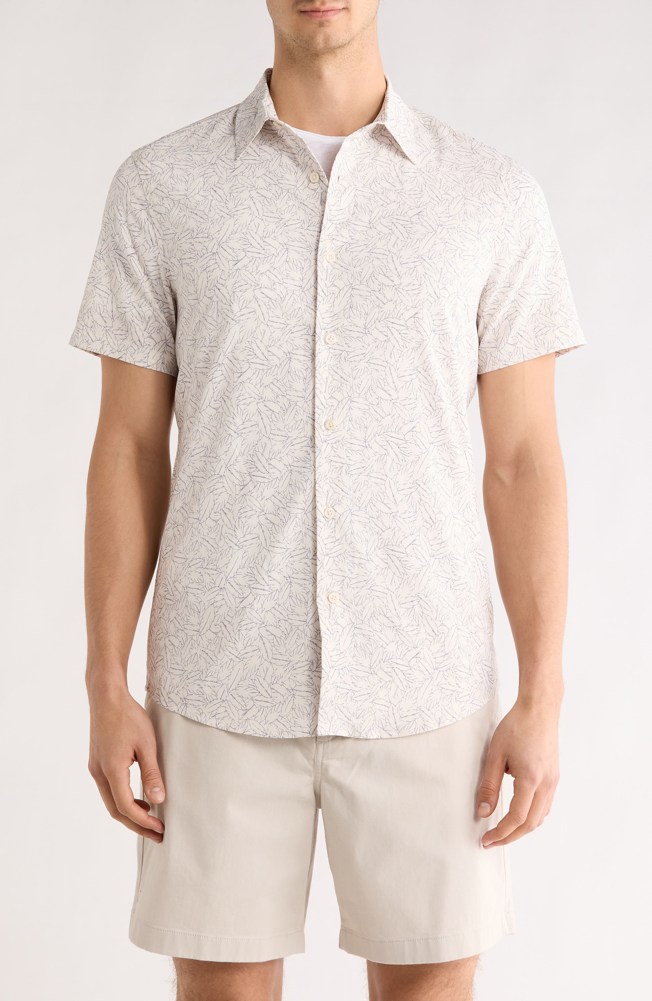 14th & Union Field Leaf Print Short Sleeve Shirt