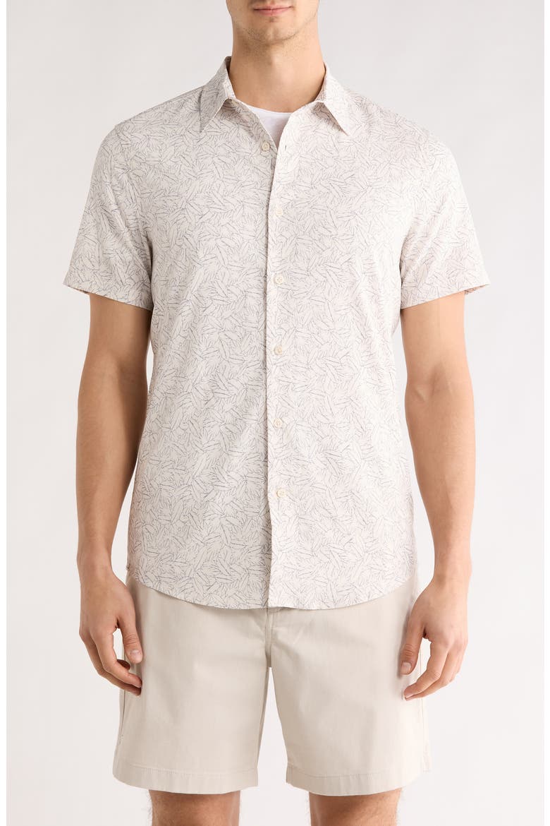 Field Leaf Performance Short Sleeve Shirt, Main, color, IVORY BRET LEAVES