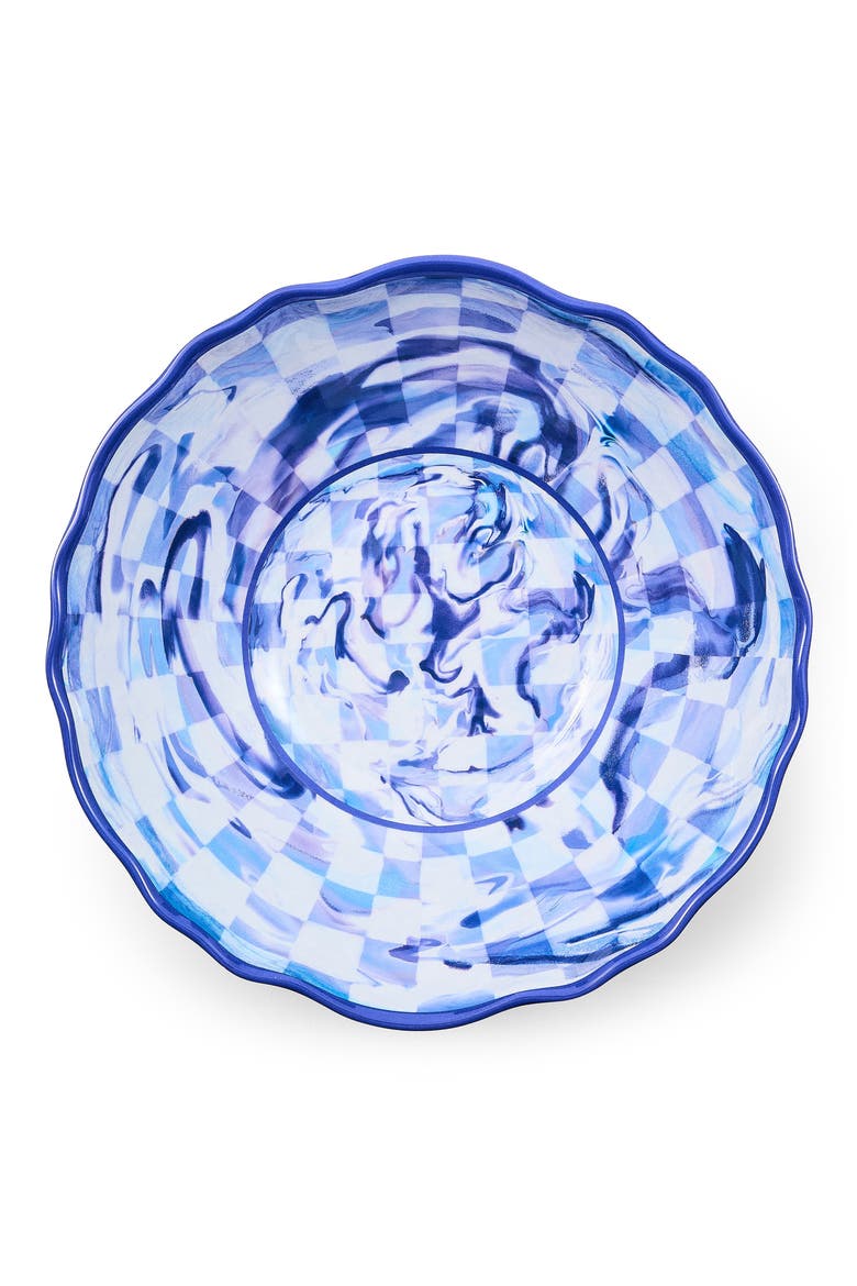 Blue Marble Check Melamine Serving Bowl, Alternate, color, BLUE