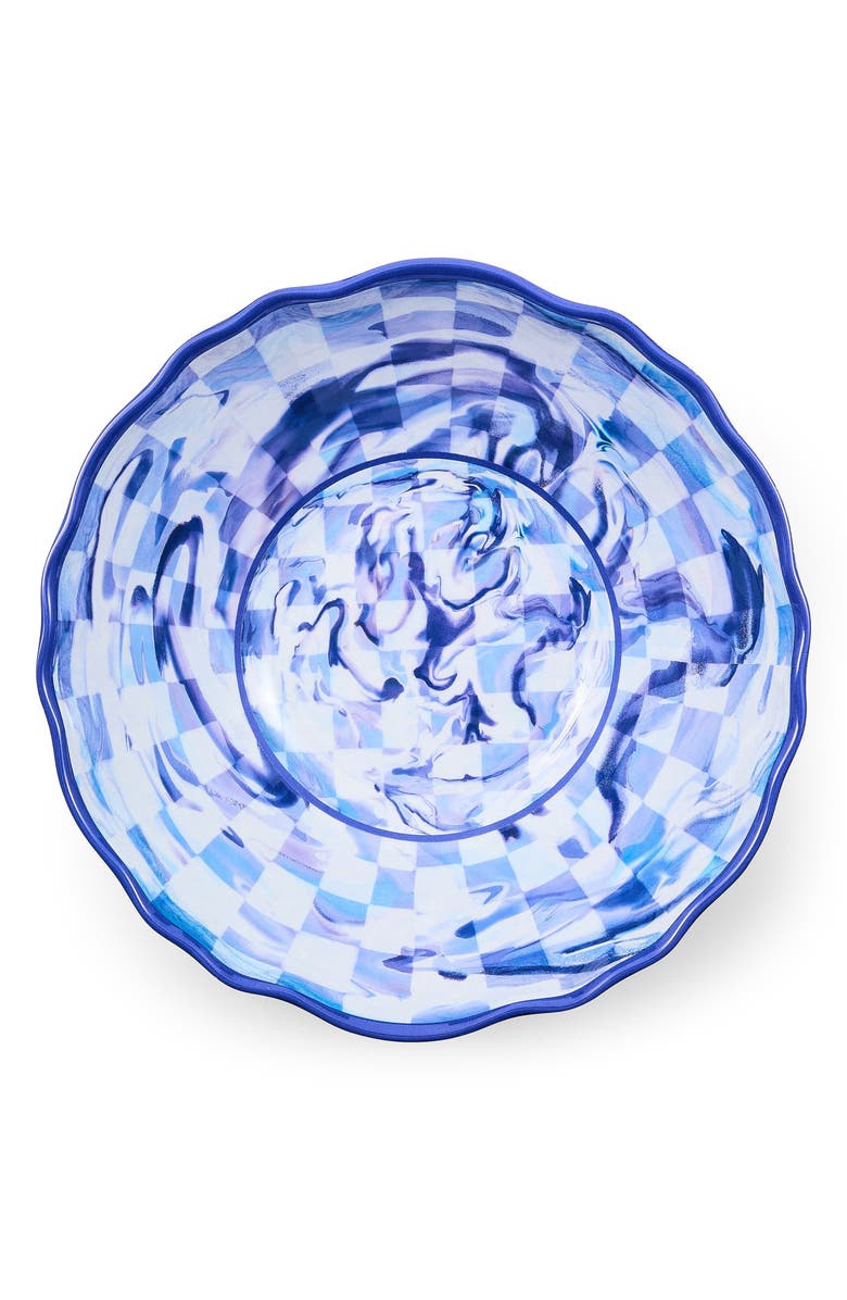 MACKENZIE CHILDS Blue Marble Check Melamine Serving Bowl, Alternate, color, Blue