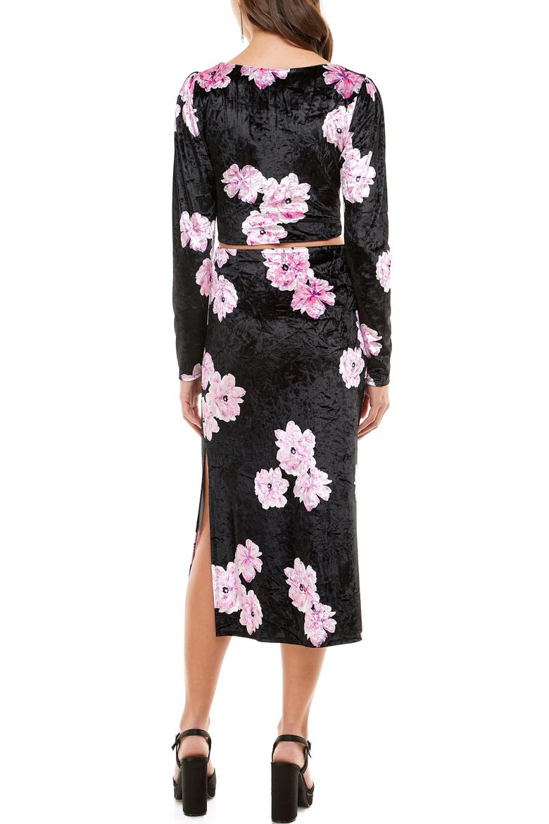 x Emma Rose Samantha Midi Skirt, Alternate, color, FUCHSIA ROSES