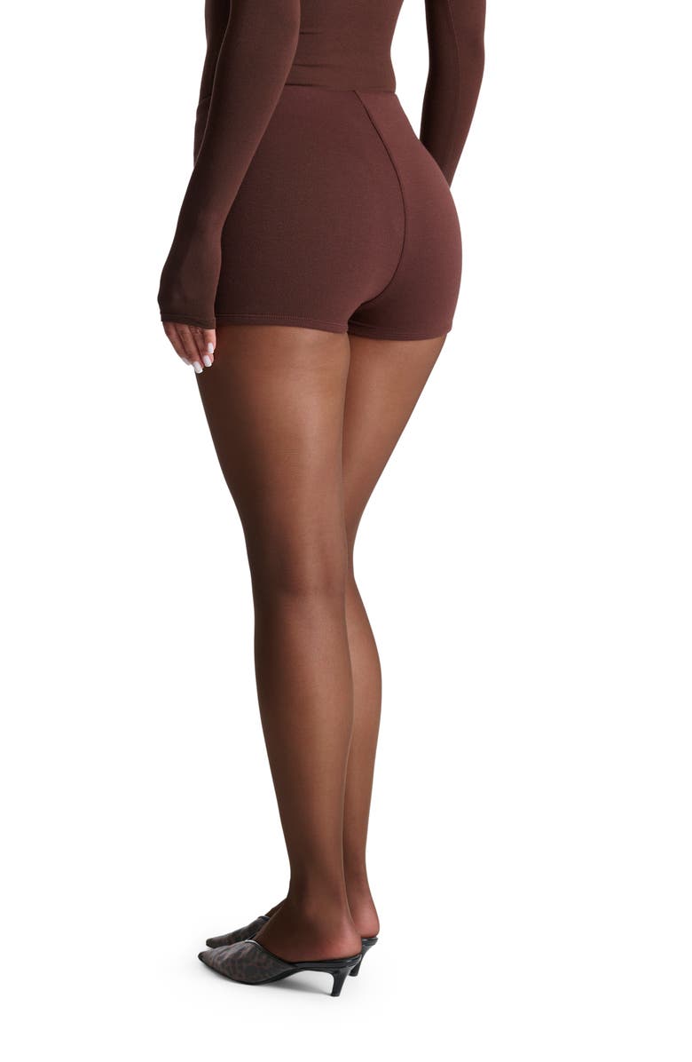 Naked Wardrobe High Waist Hot Shorts, Alternate, color, Chocolate