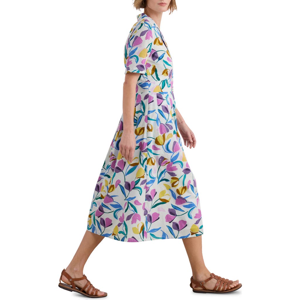 Seasalt Cornwall Tulips Organic Cotton Shirtdress In Collaged Tulips Chalk