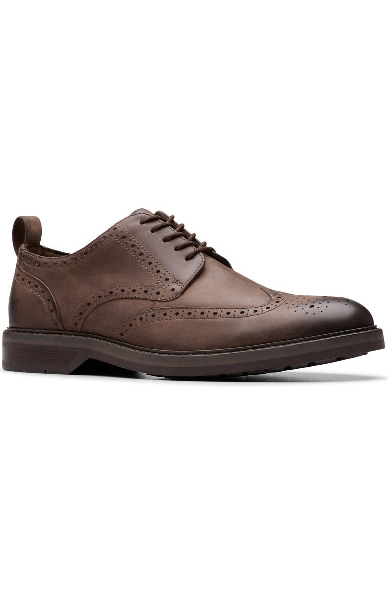 Clarks<sup>®</sup> Aldwin Limit Wingtip Derby, Main, color, Brown Leather
