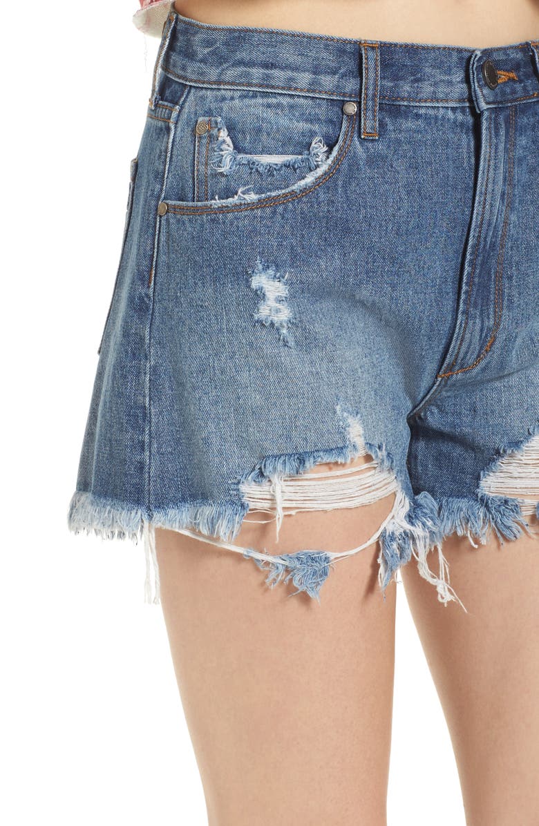 Articles of Society Meredith Destroyed Hem Denim Shorts, Alternate, color, 
