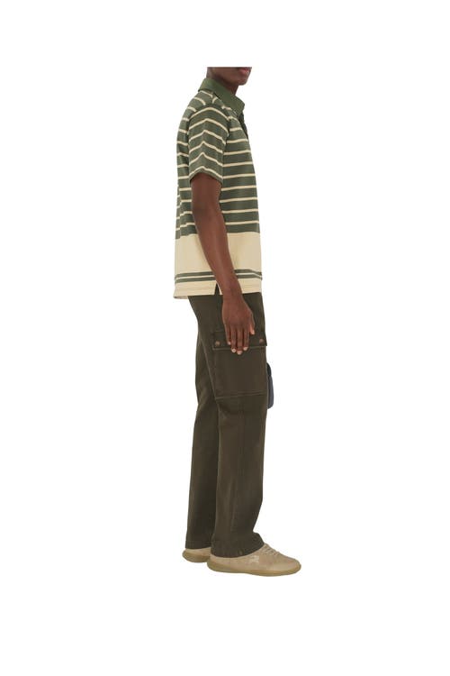 Burberry Striped Cotton Polo Shirt In Green