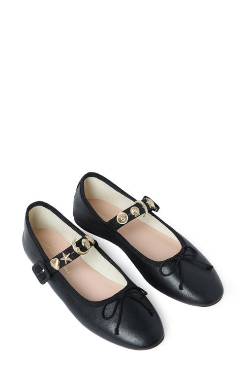 Loeffler Randall Chiara Leather Mary Jane Flats In Black/gold