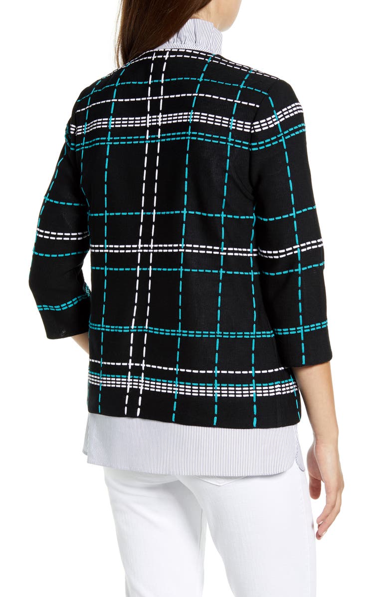 Ming Wang Pickstitch Plaid Boxy Jacket, Alternate, color,