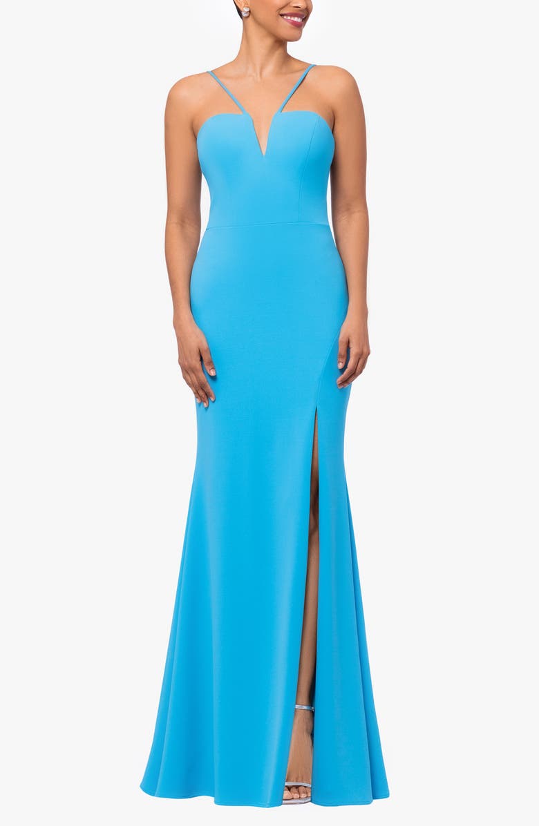 Xscape Evenings Scuba Crepe Mermaid Gown, Main, color, Dark Aqua