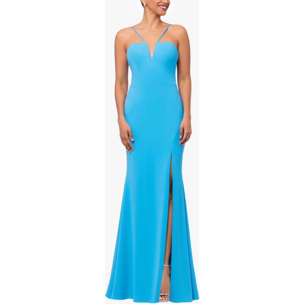 Xscape Evenings Scuba Crepe Mermaid Gown In Dark Aqua