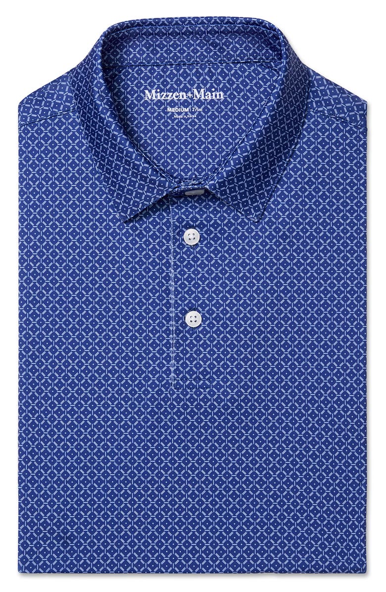 Mizzen+Main Versa Trim Fit Cobalt Diagonal Dot Polo, Alternate, color, Cobalt Diagonal Dot
