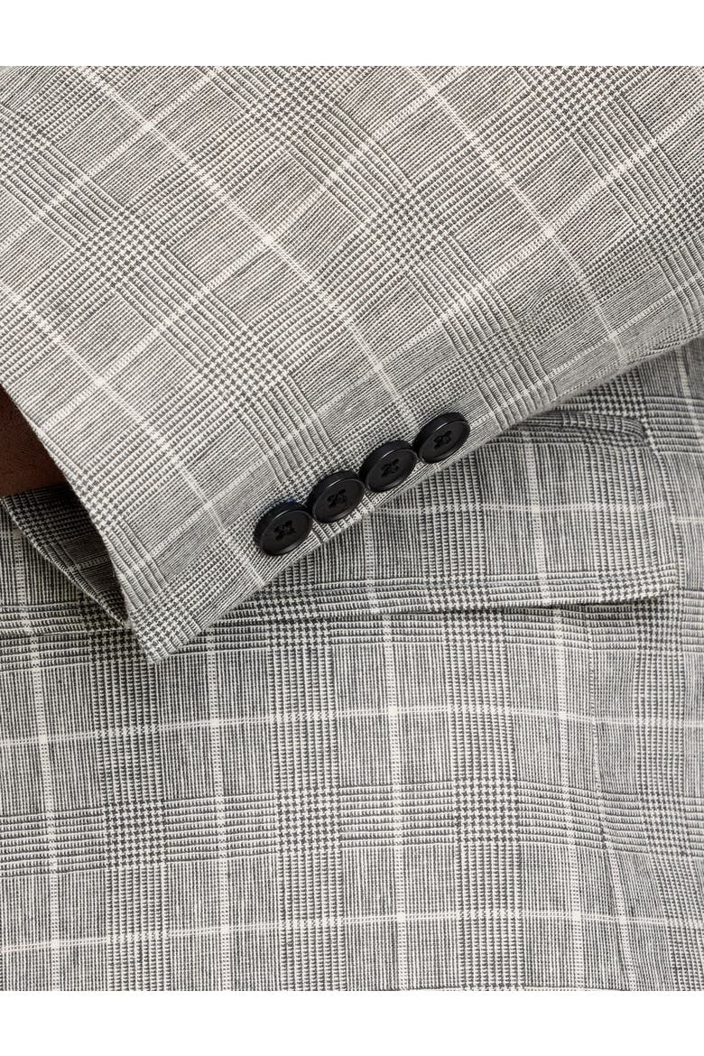 Big & Tall Plaid Linen-Blend Suit Jacket, Alternate, color, CHARCOAL
