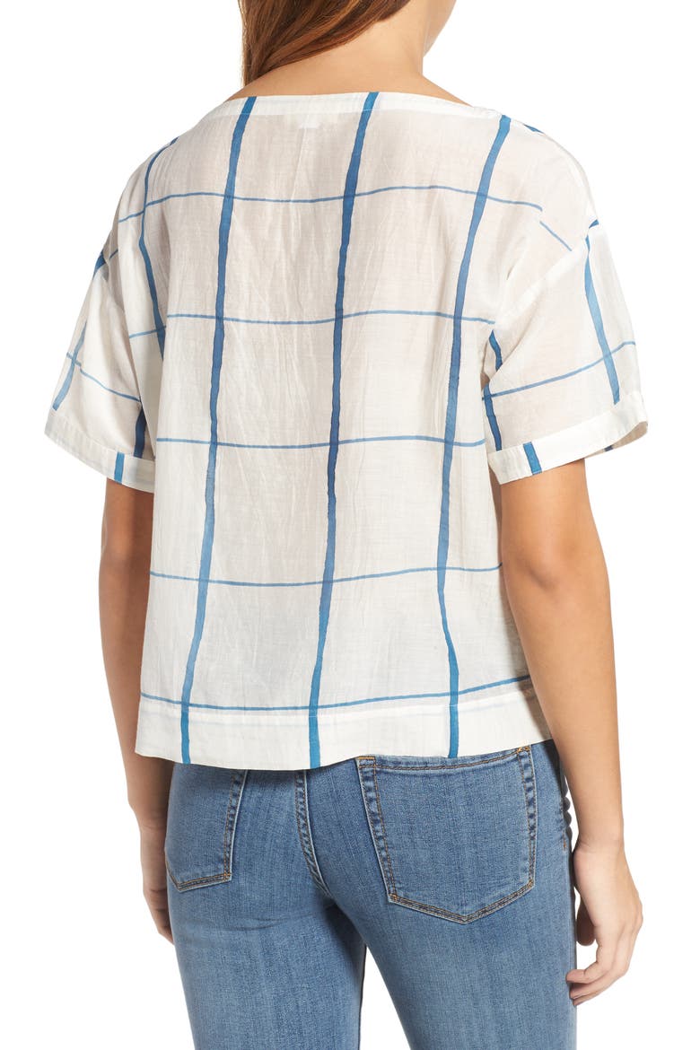 Check Organic Cotton & Silk Top, Alternate, color, CHAMBRAY