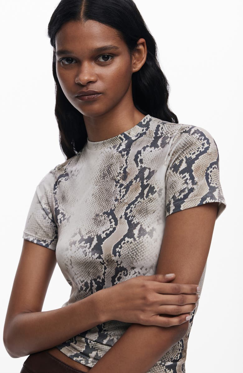 Desigual Snake Print T-Shirt, Alternate, color, Beige